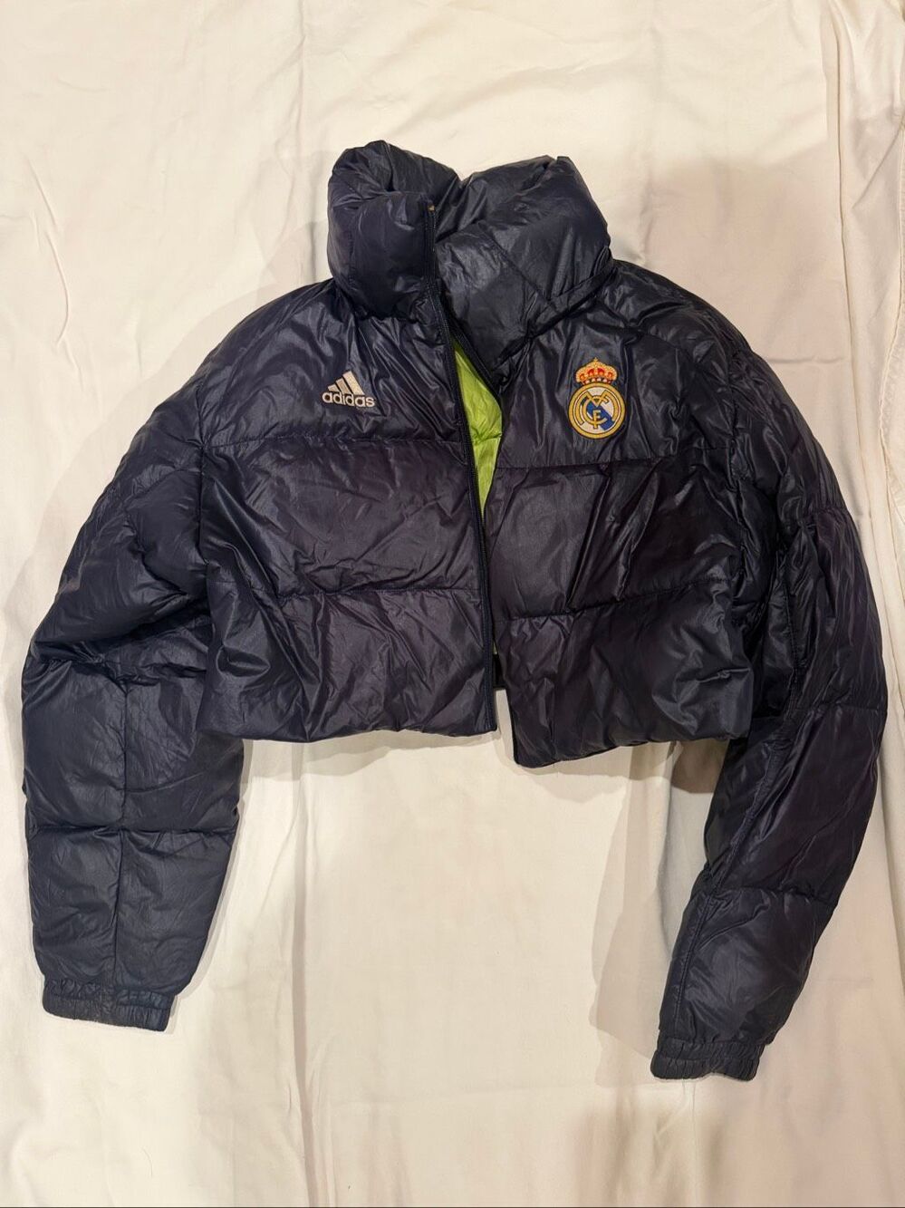 Adidas navy puffer cropped jacket
